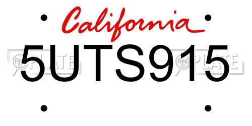 5UTS915 California License Plate
