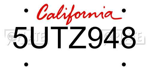 5UTZ948 California License Plate