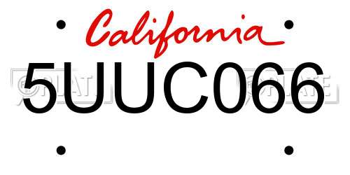 5UUC066 California License Plate