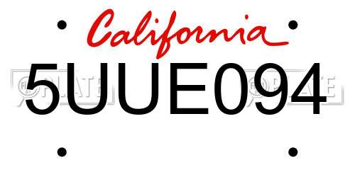 5UUE094 California License Plate