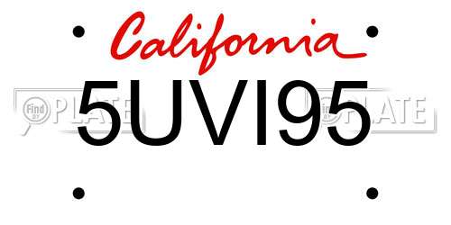 5UVI95 California License Plate