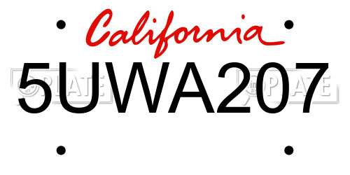 5UWA207 California License Plate