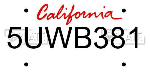 5UWB381 California License Plate