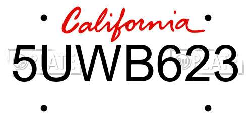 5UWB623 California License Plate