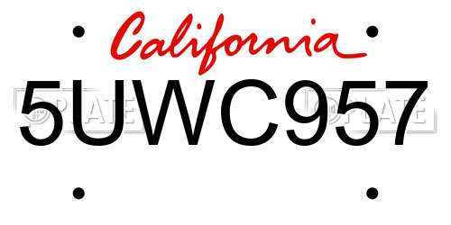 5UWC957 California License Plate