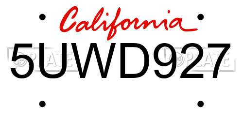 5UWD927 California License Plate