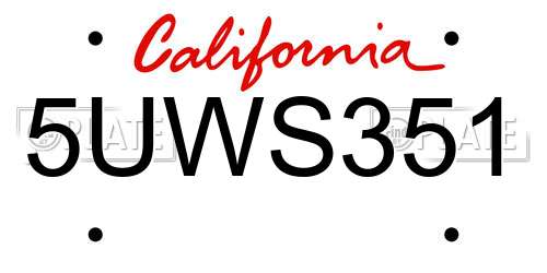 5UWS351 California License Plate