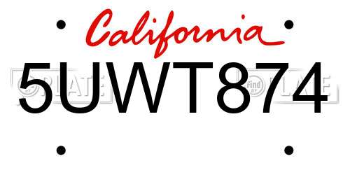 5UWT874 California License Plate