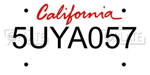 5UYA057 California License Plate