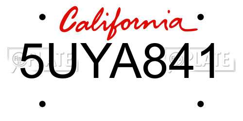 5UYA841 California License Plate