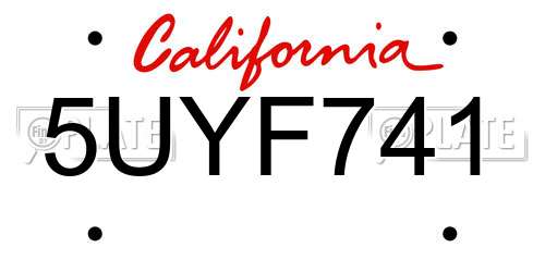 5UYF741 California License Plate