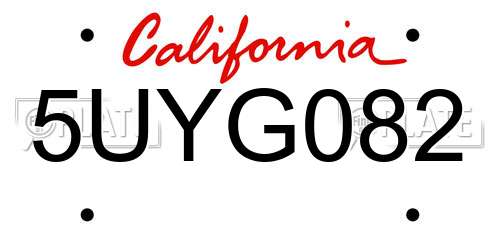 5UYG082 California License Plate