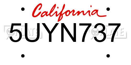 5UYN737 California License Plate