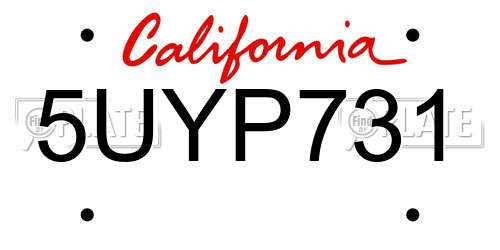 5UYP731 California License Plate