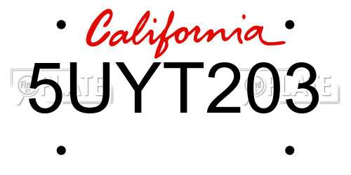 5UYT203 California License Plate