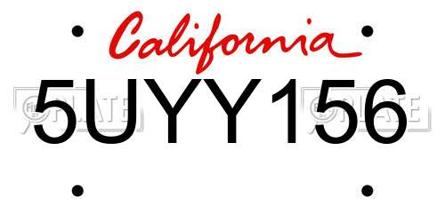 5UYY156 California License Plate