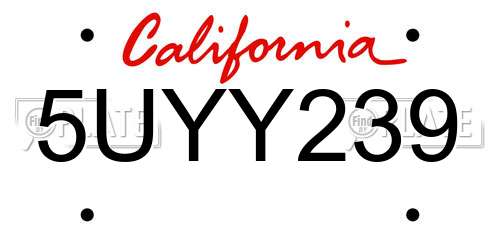 5UYY239 California License Plate