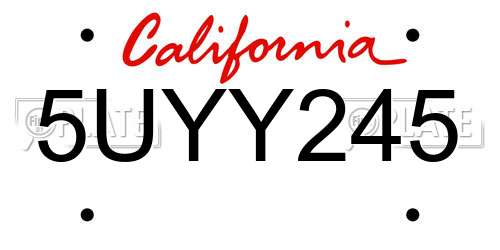 5UYY245 California License Plate