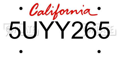 5UYY265 California License Plate