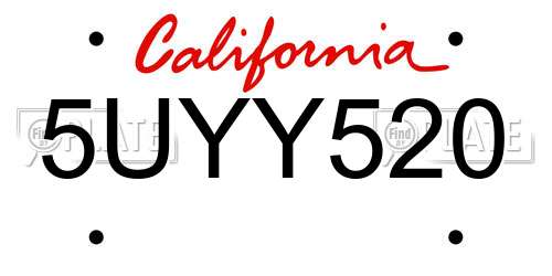5UYY520 California License Plate