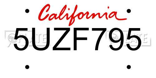 5UZF795 California License Plate
