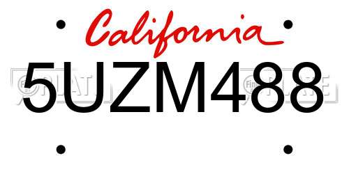 5UZM488 California License Plate