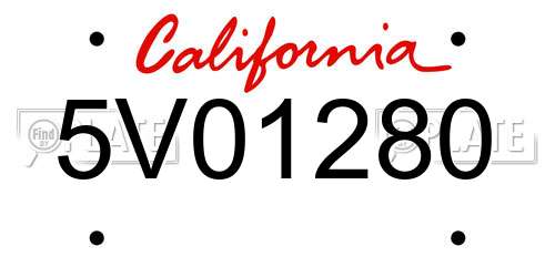5V01280 California License Plate