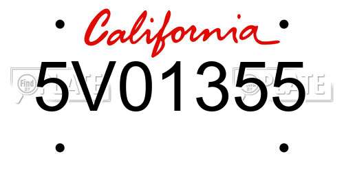 5V01355 California License Plate