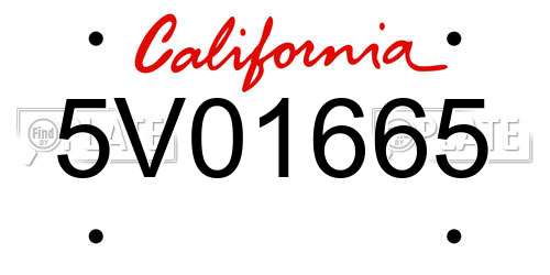5V01665 California License Plate