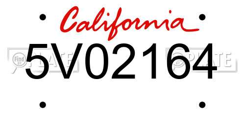 5V02164 California License Plate