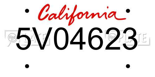 5V04623 California License Plate