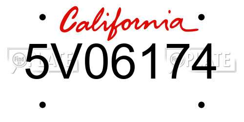 5V06174 California License Plate