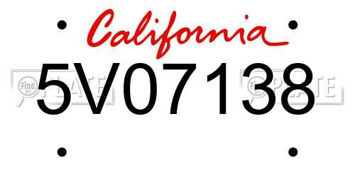 5V07138 California License Plate
