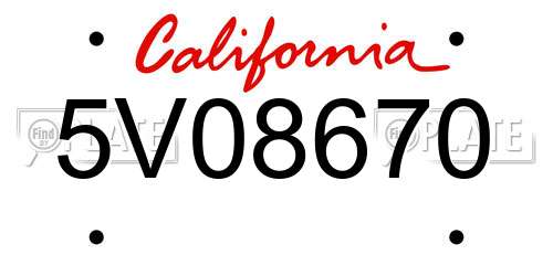 5V08670 California License Plate