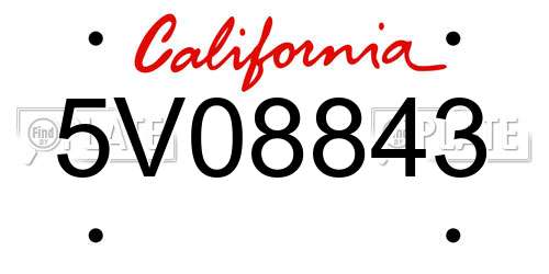 5V08843 California License Plate