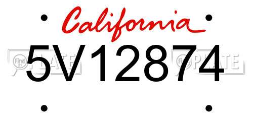 5V12874 California License Plate