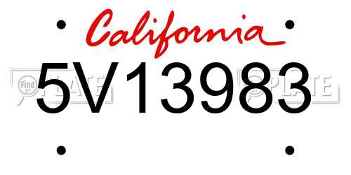 5V13983 California License Plate