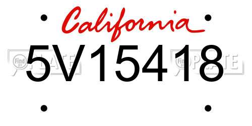 5V15418 California License Plate