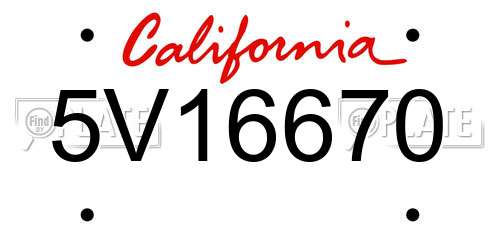 5V16670 California License Plate