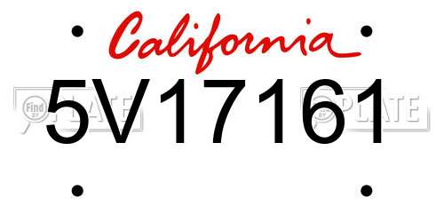 5V17161 California License Plate
