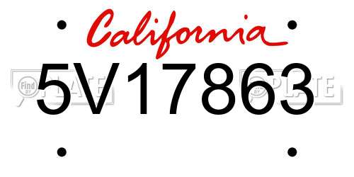 5V17863 California License Plate