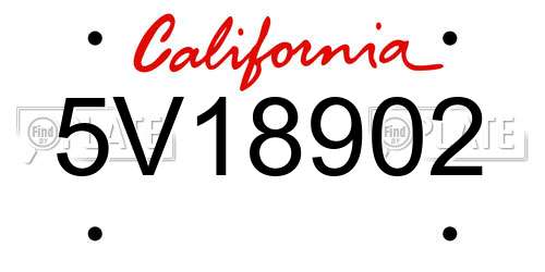 5V18902 California License Plate
