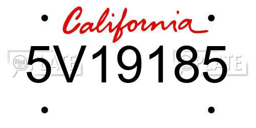 5V19185 California License Plate