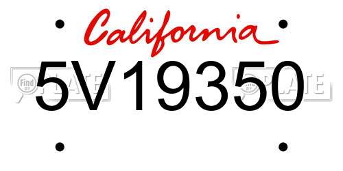 5V19350 California License Plate