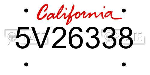 5V26338 California License Plate