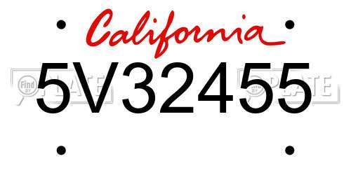 5V32455 California License Plate