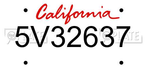 5V32637 California License Plate
