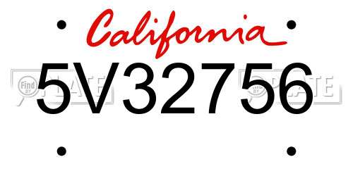 5V32756 California License Plate