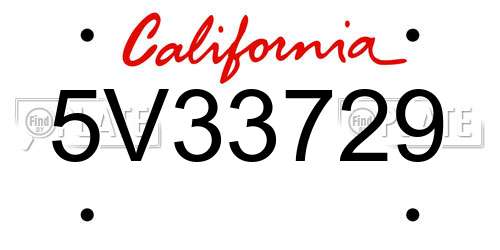 5V33729 California License Plate