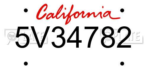 5V34782 California License Plate